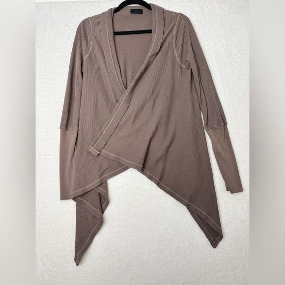 Adriano Goldschmied AG M/L Pima/Modal Brown Waffle Wrap Cardigan Lagenlook Layer - Picture 7 of 16